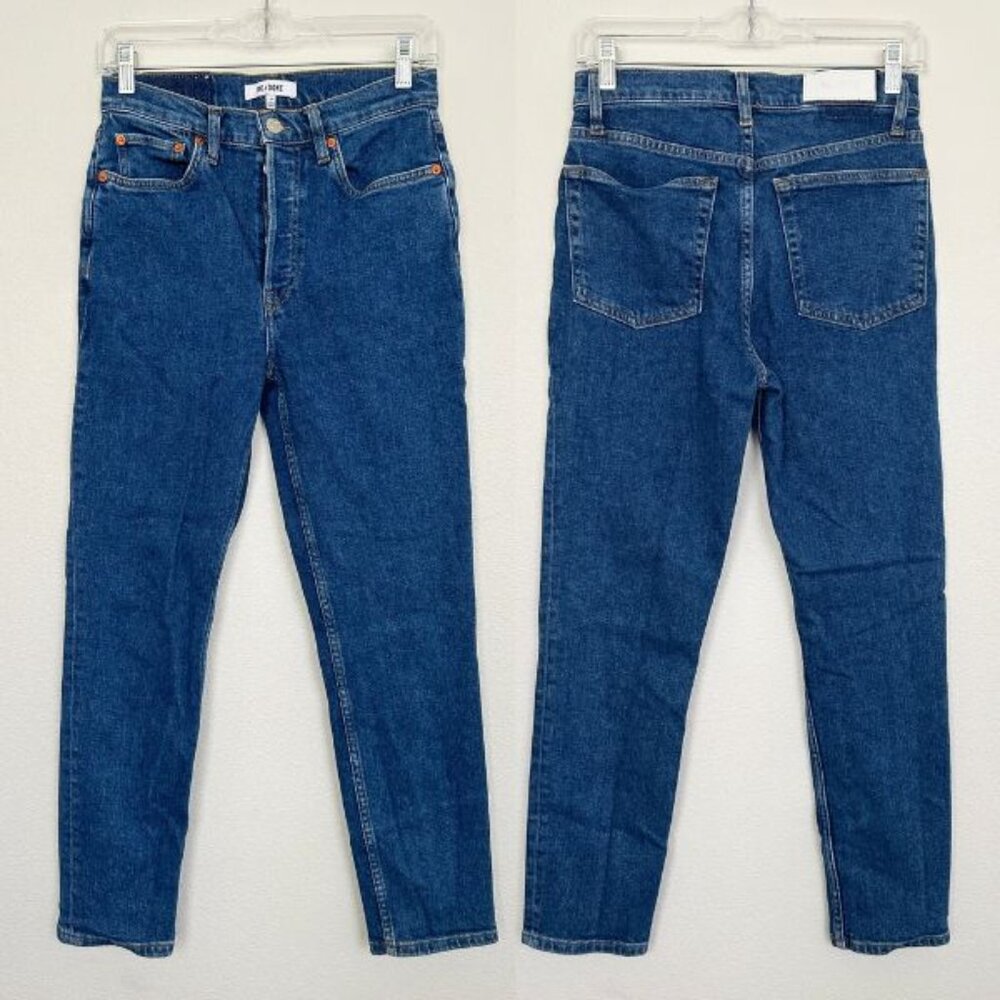 Re/Done Women's 90s High Rise Ankle Crop Button Fly Western Rinse Medium Wash 27